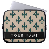 Fleur de Lis, Green on Beige, Royal, Your Name
