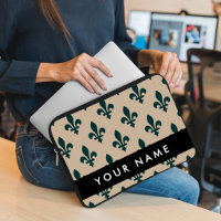 Fleur de Lis, Green on Beige, Royal, Your Name