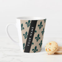 Fleur de Lis, Green on Beige, Royal, Your Name