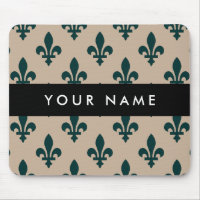 Fleur de Lis, Green on Beige, Royal, Your Name