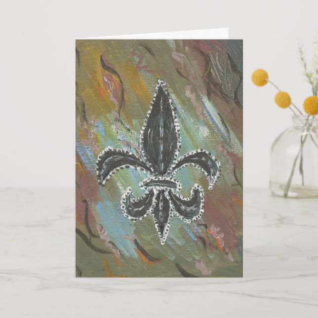 Fleur de lis green  thank you card (Front)
