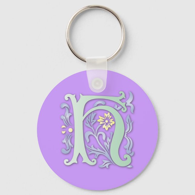 Fleur-de-lis H Monogram Key Ring (Front)