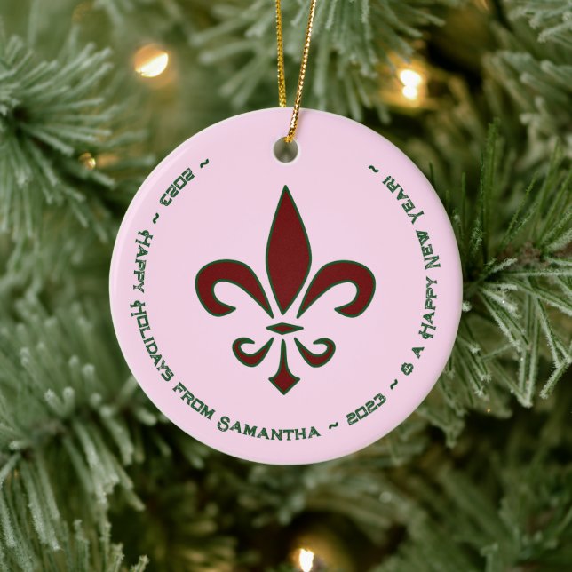 Fleur De Lis Happy Holidays Home Decor Ceramic Tree Decoration (Tree)