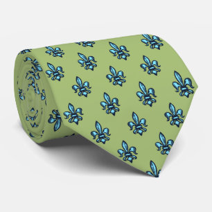 Fleur-de-lis Heraldic Moss Green Two-sided Tie