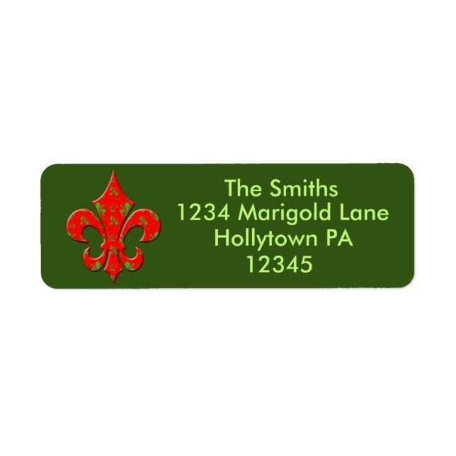 Fleur de Lis Holiday Address Labels (Front)