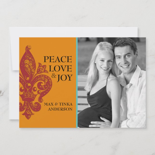 Fleur De Lis Holiday Greeting Card (Front)