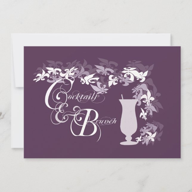 Fleur de Lis Hurricane Cocktails and Brunch Invitation (Front)