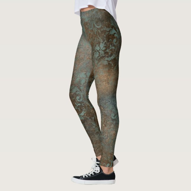 Fleur De Lis in a Rusty Background Leggings (Left)