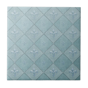 Fleur De Lis in Aqua Tile