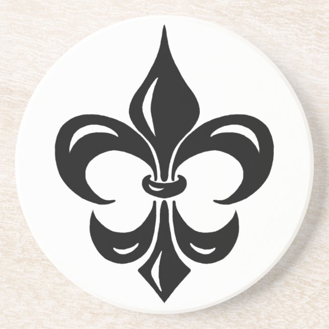 Fleur de Lis - in Black Coaster (Front)