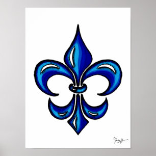 Fleur de Lis in Blue Poster