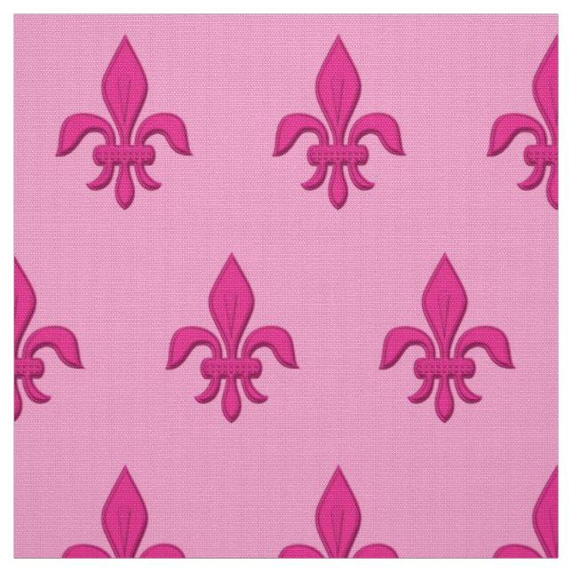 Fleur de Lis in Fuchsia Pink on Light Pink Fabric (Swatch)