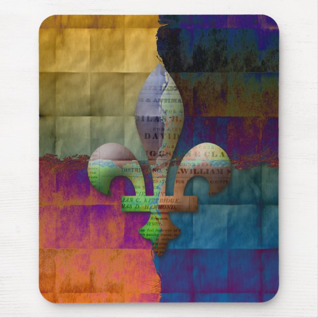 Fleur de Lis in Jewel Tones Mouse Mat (Front)
