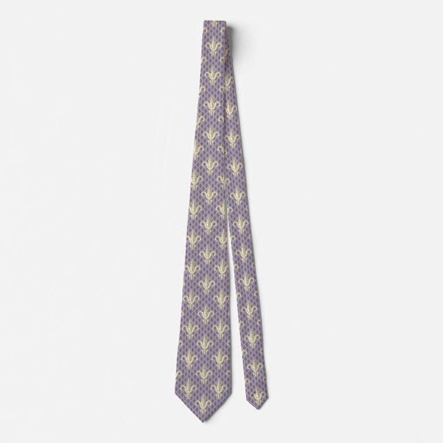 Fleur de Lis in Mulberry Cream Tie (Front)