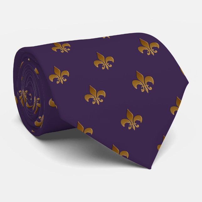 Fleur de lis in plum Zazzle Tie (Rolled)