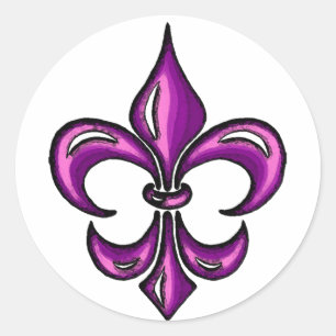 Fleur de Lis in Purple Lavender Classic Round Sticker