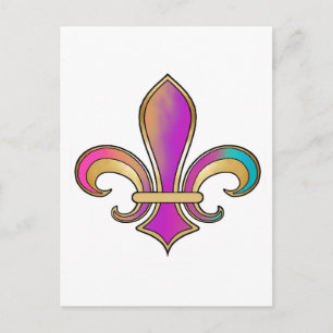 Fleur de Lis in shaded rainbow colours - 2 Postcard