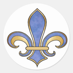 Fleur de Lis in solid colour - Dark Blue Classic Round Sticker