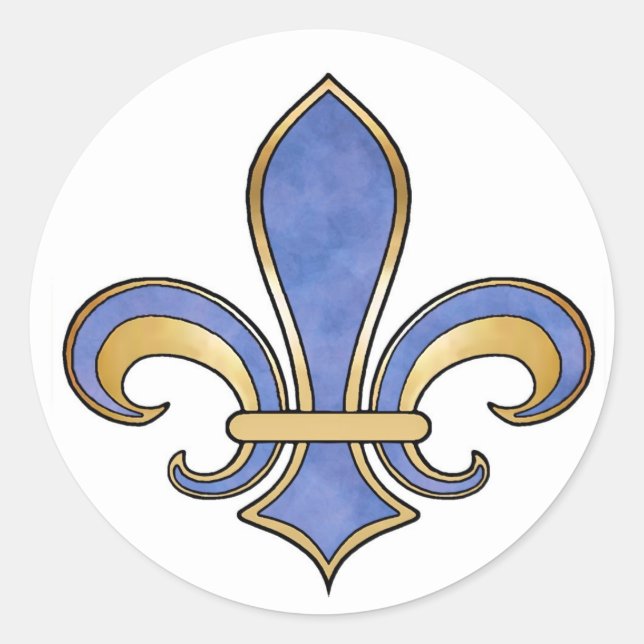 Fleur de Lis in solid colour  - Dark Blue Classic Round Sticker (Front)