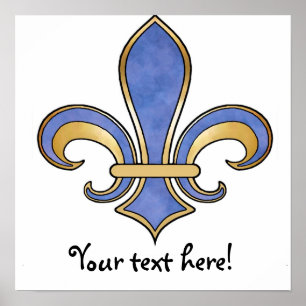 Fleur de Lis in solid colour - Dark Blue Poster