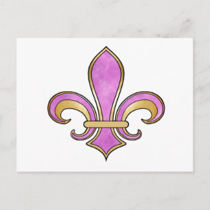 Fleur de Lis in solid colour - Pink or Cerise Postcard