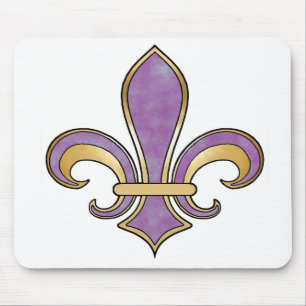Fleur de Lis in solid colour - Purple Plum Grape Mouse Mat