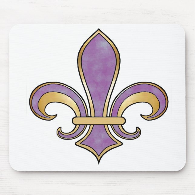 Fleur de Lis in solid colour  - Purple Plum Grape Mouse Mat (Front)