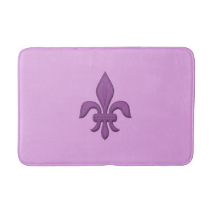 Fleur de Lis in Violet Purple on Lavender Bath Mat