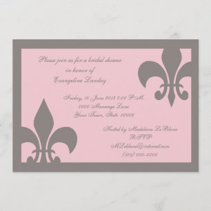 Fleur de Lis Invitations Grey and Light Pink