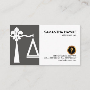 Fleur-De-Lis Justice Scales White Cover Business Card