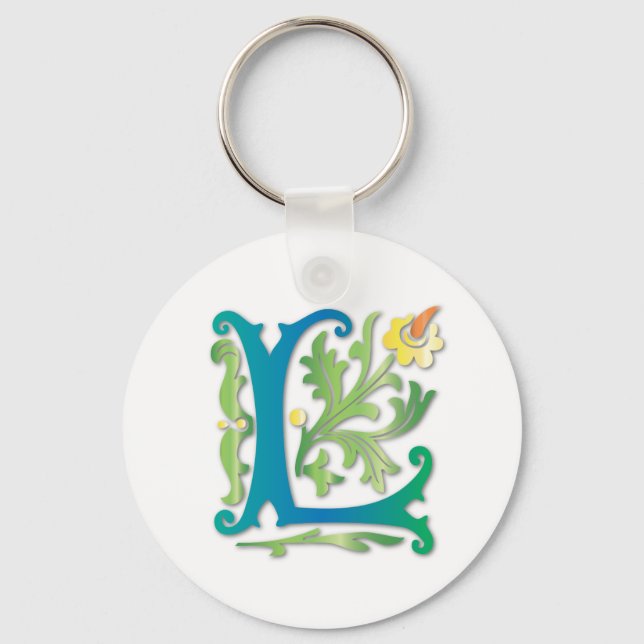 Fleur-de-lis L Monogram Key Ring (Front)