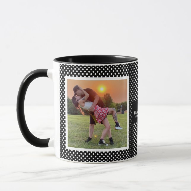 Fleur De Lis Label With Polka Dots 2 Photo Mug (Left)