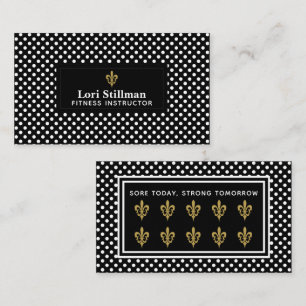 Fleur De Lis Label With White Polka Dots Business Card