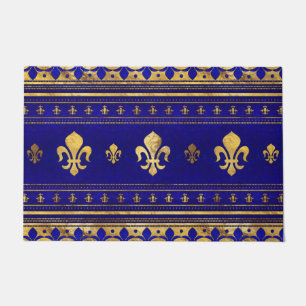 Fleur-de-lis - Lapis Lazuli and Gold Doormat