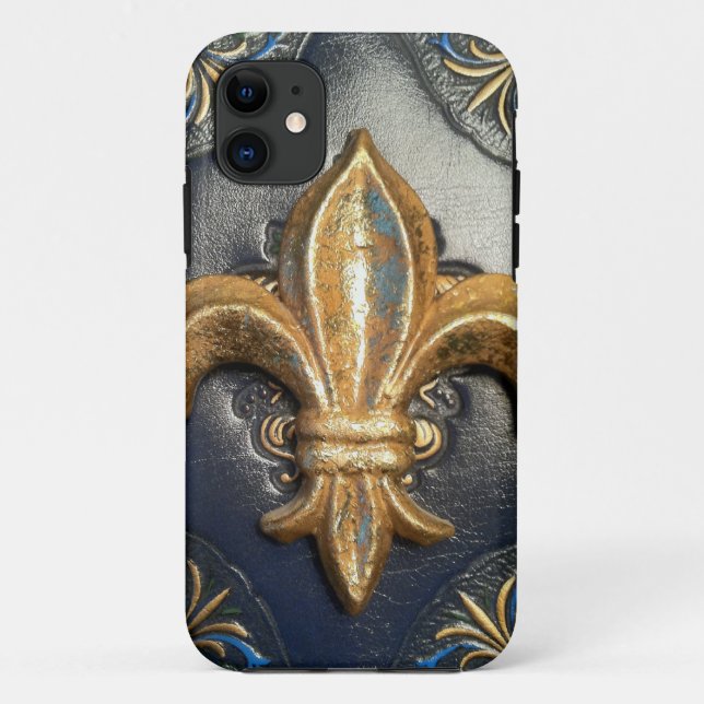 Fleur de-lis leather look print case (Back)