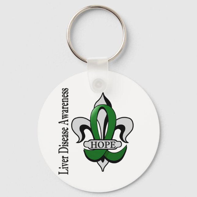 Fleur De Lis Liver Disease Hope Key Ring (Front)