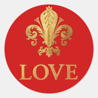 Fleur-de-lis Love Classic Round Sticker