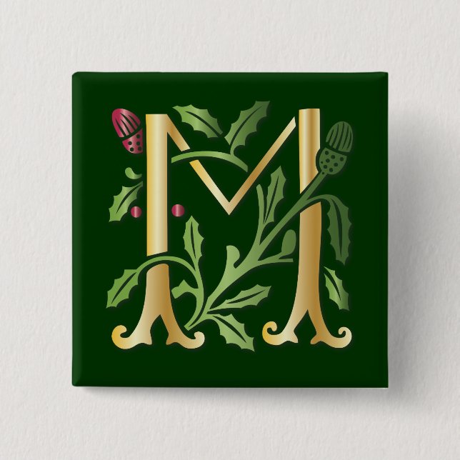 Fleur-de-lis M Monogram 15 Cm Square Badge (Front)