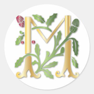 Fleur-de-lis M Monogram Classic Round Sticker