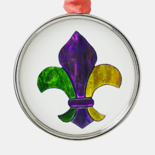Fleur De Lis Mardi Gra add text Metal Tree Decoration
