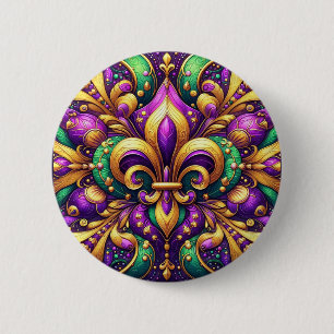 fleur de lis mardi gras 6 cm round badge