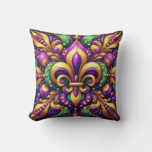 fleur de lis mardi gras cushion