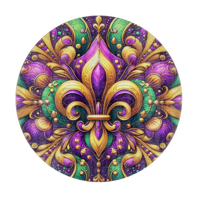 fleur de lis mardi gras cutting board (Front)
