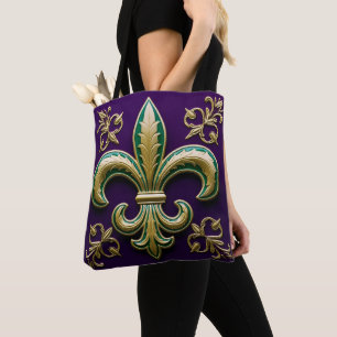 Fleur de lis Mardi Gras Decorative Tote Bag