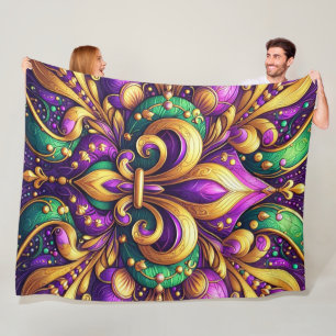 fleur de lis mardi gras fleece blanket