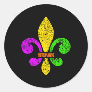 Fleur De Lis Mardi Gras Funny Top New Orleans Wome Classic Round Sticker