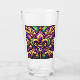 fleur de lis mardi gras glass