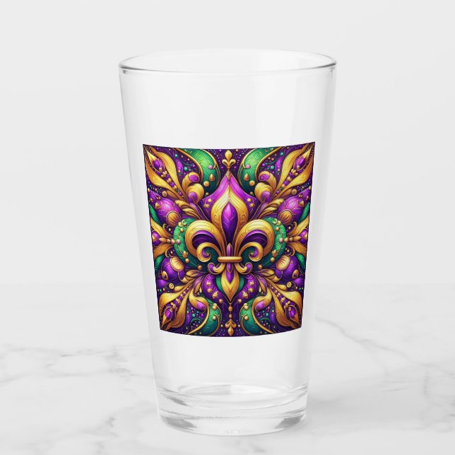 fleur de lis mardi gras glass (Front)
