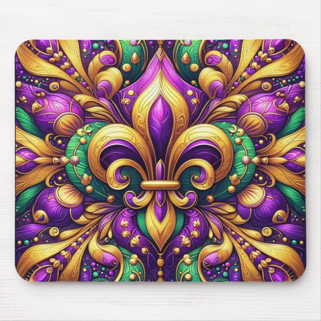 fleur de lis mardi gras mouse mat (Front)
