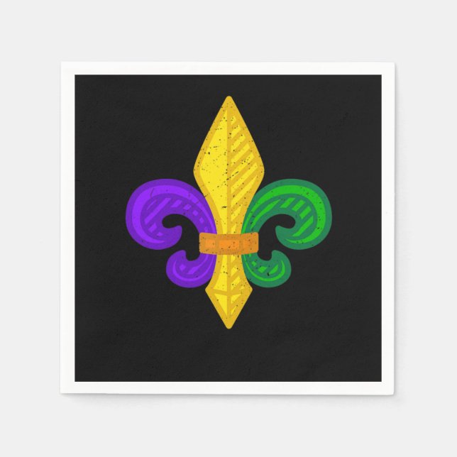 Fleur De Lis Mardi Gras New Orleans Parade Carniva Napkin (Front)